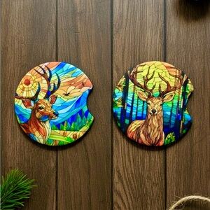 Colorful Deer Car Coasters